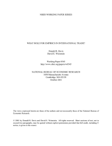 NBER WORKING PAPER SERIES WHAT ROLE FOR EMPIRICS IN INTERNATIONAL TRADE?