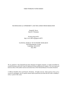 NBER WORKING PAPER SERIES TECHNOLOGICAL SUPERIORITY AND THE LOSSES FROM MIGRATION