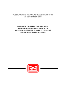 PUBLIC WORKS TECHNICAL BULLETIN 200-1-108 30 SEPTEMBER 2011 GUIDANCE ON EFFECTIVE ARCHIVAL