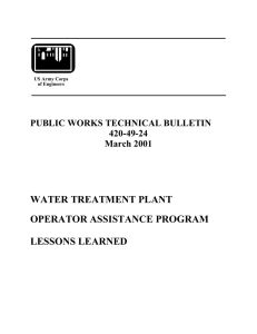 WATER TREATMENT PLANT OPERATOR ASSISTANCE PROGRAM LESSONS LEARNED