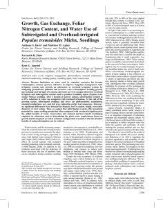 Growth, Gas Exchange, Foliar Nitrogen Content, and Water Use of