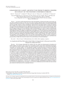 LIDAR-DERIVED CANOPy ARChITECTURE PREDICTS BROwN CREEPER J C. V