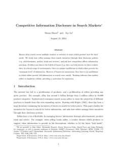 Competitive Information Disclosure in Search Markets ⇤ Simon Board and Jay Lu