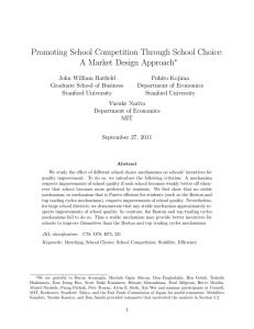 Promoting School Competition Through School Choice: A Market Design Approach