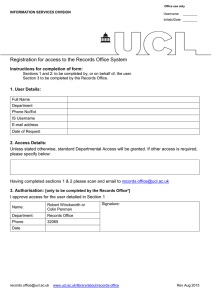 Registration for access to the Records Office System