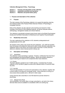 Collection Management Policy : Psychology  Section 1: