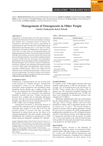 Management of Osteoporosis in Older People GERIATRIC  THERAPEUTICS ABSTRACT