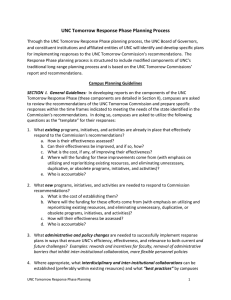 UNC Tomorrow Response Phase Planning Process 