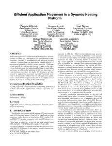 Efficient Application Placement in a Dynamic Hosting Platform Zakaria Al-Qudah Hussein Alzoubi