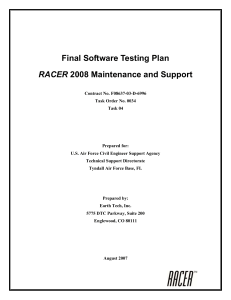 Final Software Testing Plan RACER