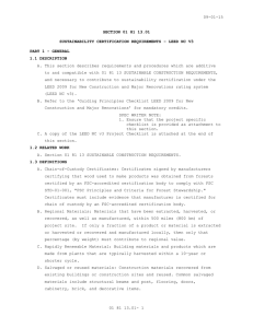 09-01-15 SECTION 01 81 13.01 SUSTAINABILITY CERTIFICATION REQUIREMENTS – LEED NC V3