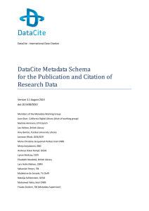 DataCite Metadata Schema  for the Publication and Citation of  Research Data   