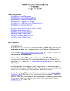 UNCW Institutional Review Board FY 2015-2016 Changes and Updates