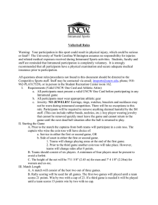 Warning:  Your participation in this sport could result in... or fatal!!  The University of North Carolina Wilmington assumes... Volleyball Rules