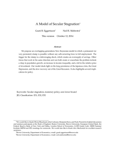 A Model of Secular Stagnation ∗ Gauti B. Eggertsson Neil R. Mehrotra