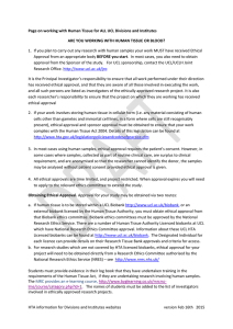 Page on working with Human Tissue for ALL UCL Divisions... ARE YOU WORKING WITH HUMAN TISSUE OR BLOOD?