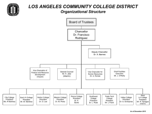 LOS ANGELES COMMUNITY COLLEGE DISTRICT Organizational Structure Board of Trustees Chancellor