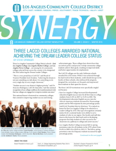 SYNERGY THREE LACCD COLLEGES AWARDED NATIONAL ACHIEVING THE DREAM LEADER COLLEGE STATUS