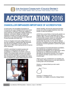 CHANCELLOR EMPHASIZES IMPORTANCE OF ACCREDITATION