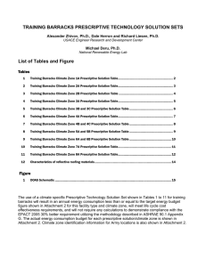 TRAINING BARRACKS PRESCRIPTIVE TECHNOLOGY SOLUTION SETS List of Tables and Figure Tables