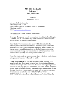 MA 111, Section 06 Calculus I Fall, 2000-2001