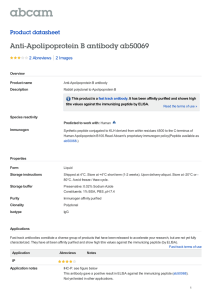 Anti-Apolipoprotein B antibody ab50069 Product datasheet 2 Abreviews 2 Images