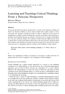 Learning and Teaching Critical Thinking: doi: 10.1111/j.1469-5812.2007.00376.x