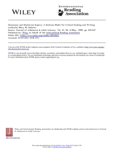 Dissonance and Rhetorical Inquiry: A Burkean Model for Critical Reading... Author(s): Mary M. Salibrici