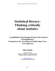 Statistical literacy: Thinking critically about statistics