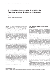 Thinking Developmentally: The Bible, the First-Year College Student, and Diversity