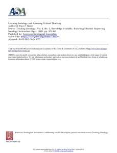 Learning Sociology and Assessing Critical Thinking Author(s): Paul J. Baker