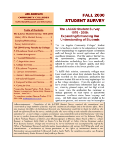 FALL 2000 STUDENT SURVEY The LACCD Student Survey, 1976 - 2000: