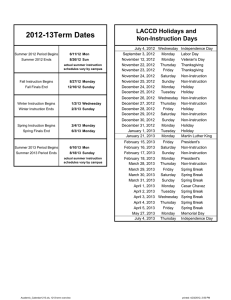 2012-13Term Dates LACCD Holidays and Non-Instruction Days
