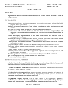 LOS ANGELES COMMUNITY COLLEGE DISTRICT CLASS SPECIFICATION PERSONNEL COMMISSION CLASS CODE 5042