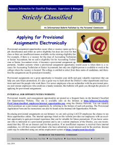 Strictly Classified  Applying for Provisional Assignments Electronically