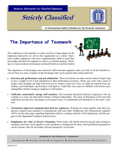 Strictly Classified  The Importance of Teamwork