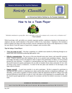 Strictly  Classified  How to be a Team Player