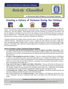 Strictly  Classified  Creating a Culture of Inclusion During the Holidays
