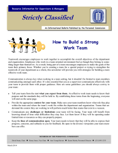 Strictly Classified  How to Build a Strong Work Team