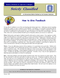 Strictly  Classified  How to Give Feedback