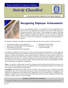 Strictly Classified  Recognizing Employee Achievements
