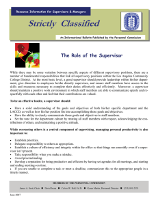 Strictly  Classified  The Role of the Supervisor