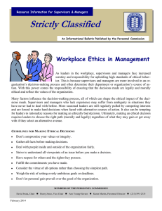 Strictly Classified  Workplace Ethics in Management