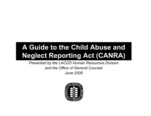 A Guide to the Child Abuse and Neglect Reporting Act (CANRA)