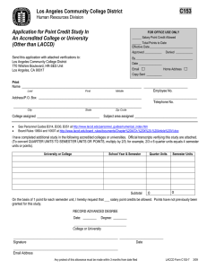 C153 Los Angeles Community College District  Application for Point Credit Study In
