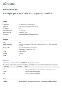 Anti-Apolipoprotein E4 antibody (Biotin) ab85976 Product datasheet Overview Product name