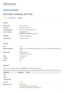 Anti-ADA antibody ab77756 Product datasheet 2 Abreviews 2 Images