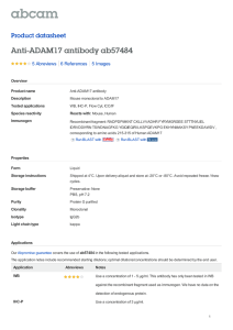 Anti-ADAM17 antibody ab57484 Product datasheet 5 Abreviews 5 Images