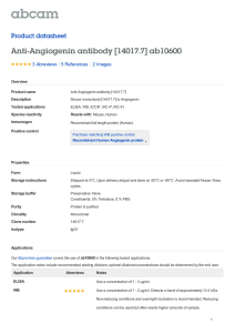 Anti-Angiogenin antibody [14017.7] ab10600 Product datasheet 3 Abreviews 2 Images