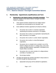 LOS ANGELES COMMUNITY COLLEGE DISTRICT District Citizens’ Oversight Committee Bylaws I.